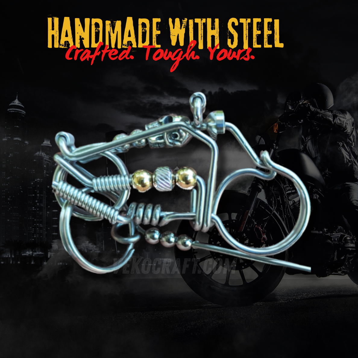 Handmade Skull Motorbike Keychain – Badass & Unique