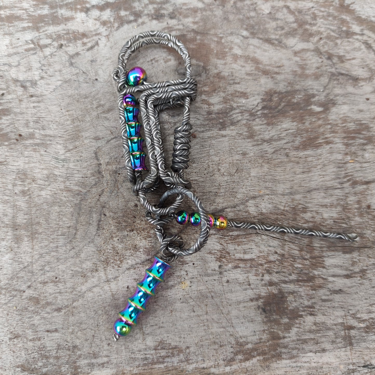 Handmade Damascus Keychain – Bamboo Symbol of Strength & Prosperity