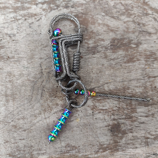 Handmade Damascus Keychain – Bamboo Symbol of Strength & Prosperity