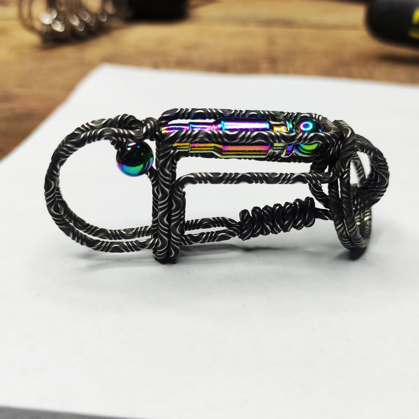 Handcrafted Damascus Keychain – Rugged Gift for Hunters