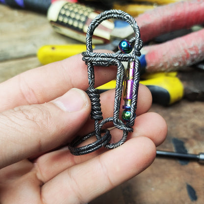 Handcrafted Damascus Keychain – Rugged Gift for Hunters